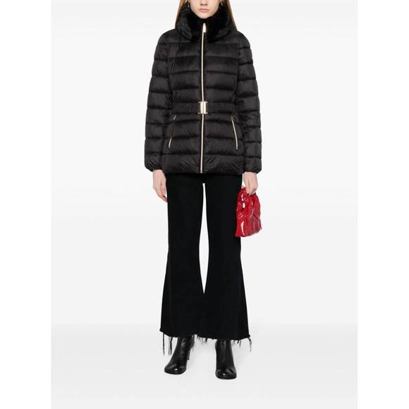 NEW MICHAEL KORS faux fur collar belted lightweight down puffer coat in black - Picture 2 of 5